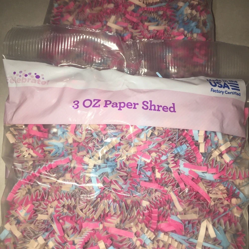 Crinkle Paper Shred Pink Blue Tan Baby Shower Gift Easter Baskets Ship Fill 6oz.